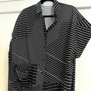 INTENTIONALLY BLANK bazil shirt dress black & white